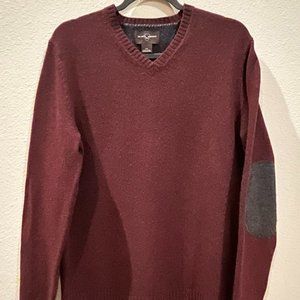 SOLD ELSEWHERE Designer Black & Brown V-Neck Lambs Wool Sweater Ultra soft &warm